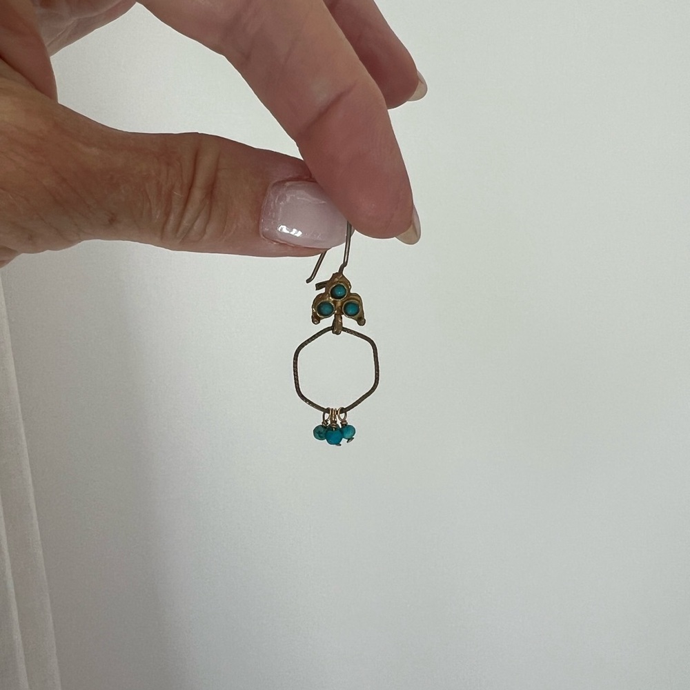Stella & Dot Gold and Teal Earrings